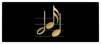 DNSEMP-L-382-GD-BK Gold Music Notes Black Background